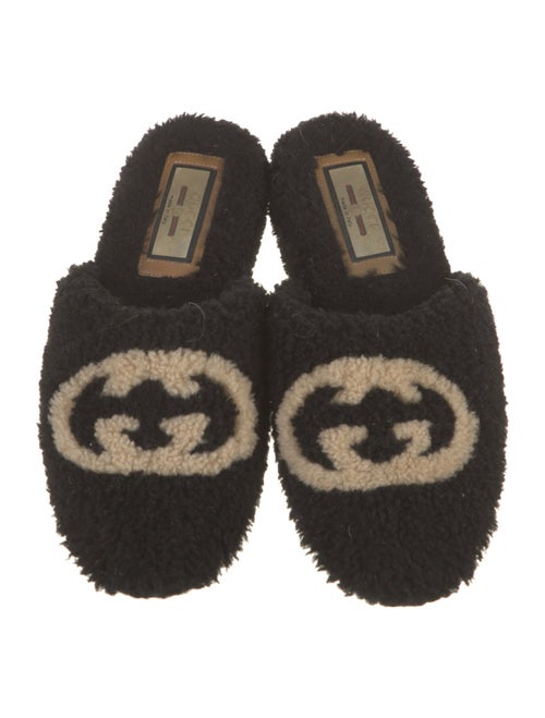 Gucci Interlocking G Logo Shearling Mules