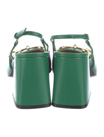 Gucci Horsebit Accent Leather Slingback Pumps