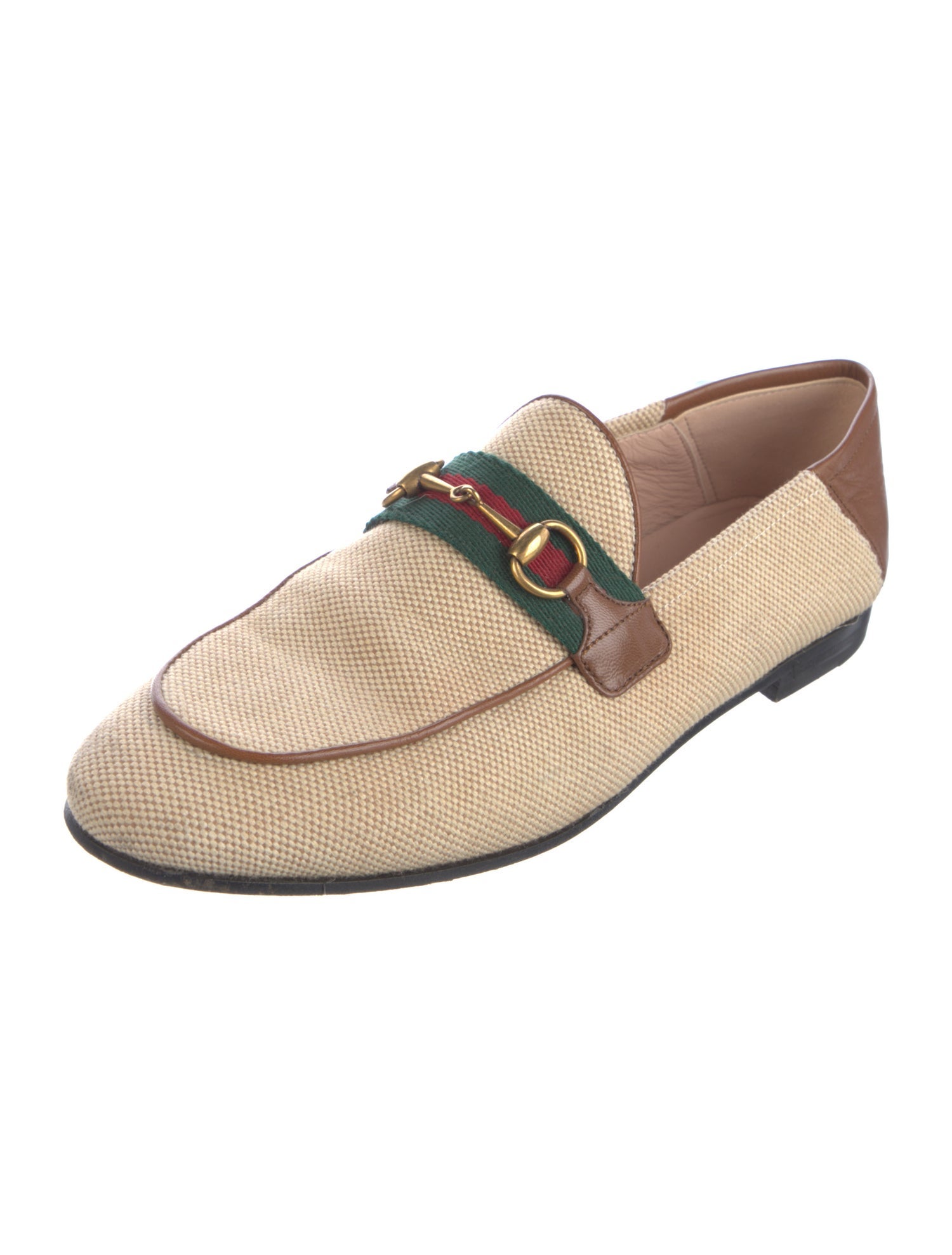 Gucci Web Accent Canvas Loafers