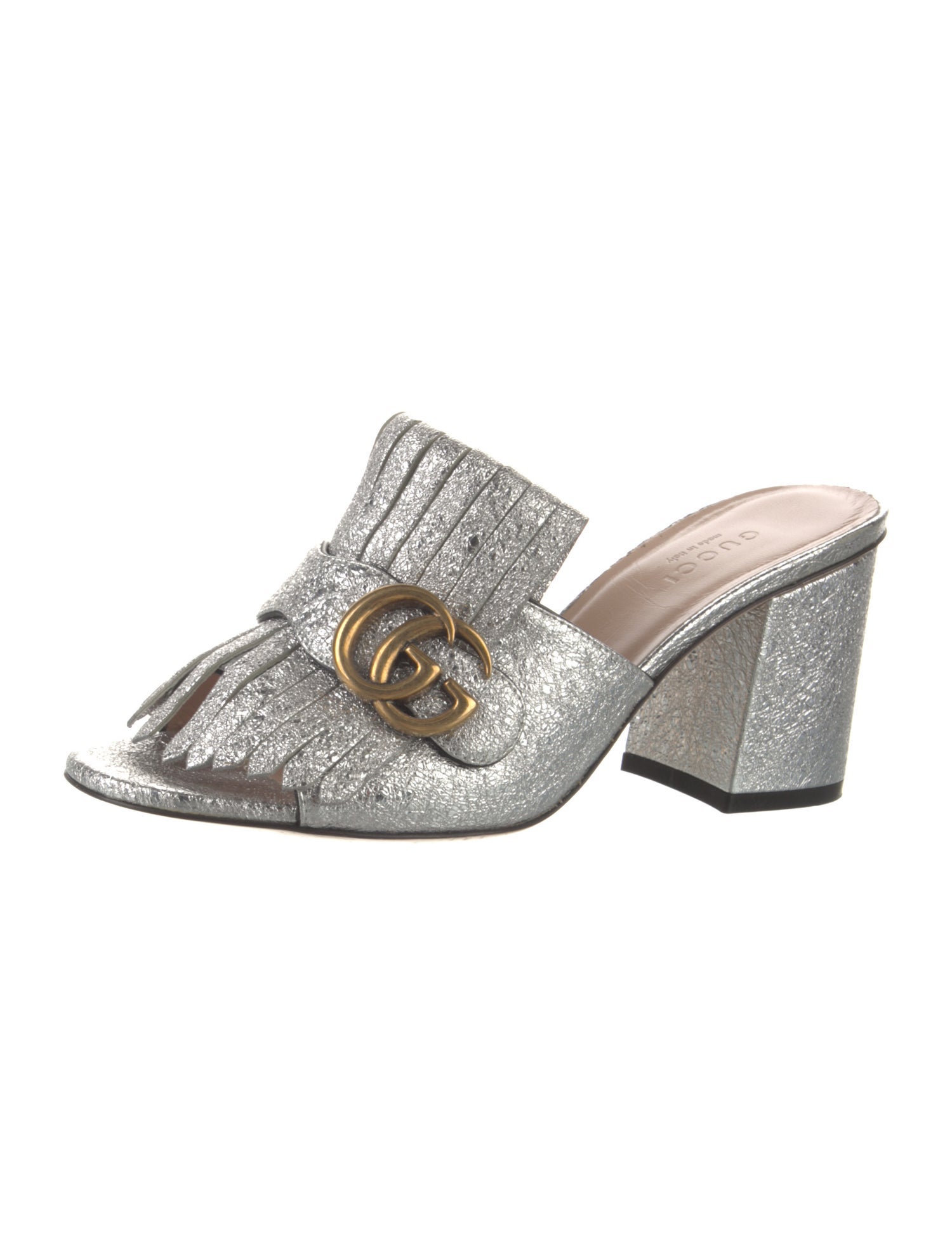 Gucci Double G Logo Leather Slides