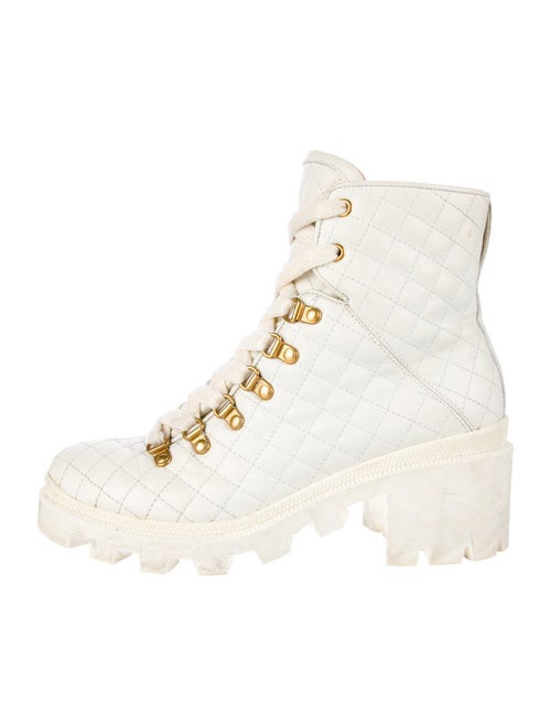 Gucci Quilted Pattern Leather Combat Boots