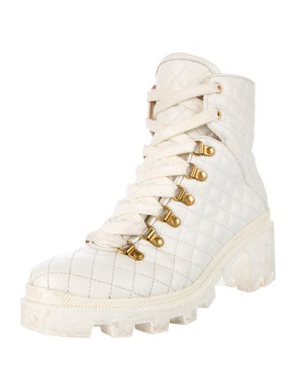 Gucci Quilted Pattern Leather Combat Boots