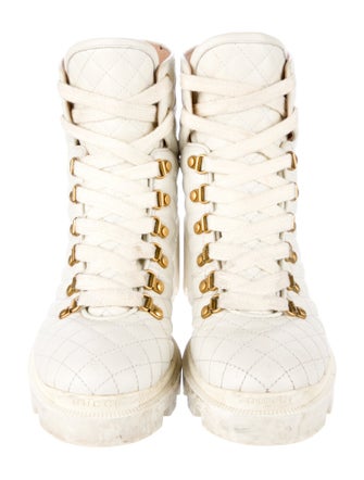 Gucci Quilted Pattern Leather Combat Boots