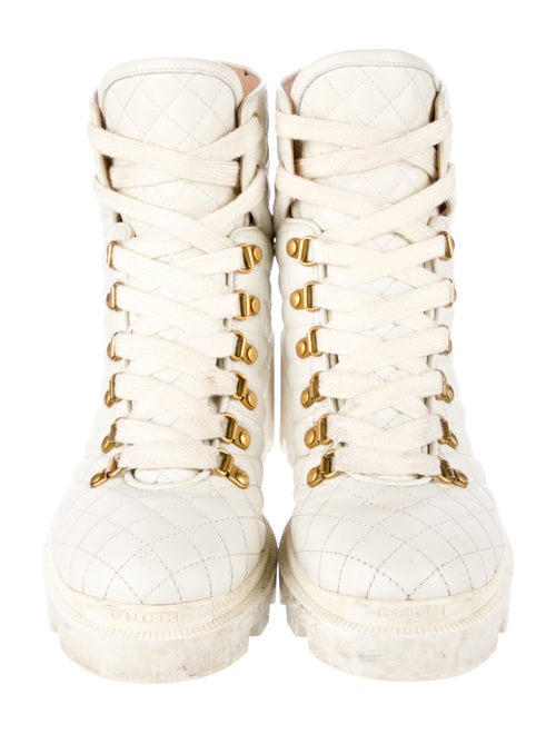 Gucci Quilted Pattern Leather Combat Boots