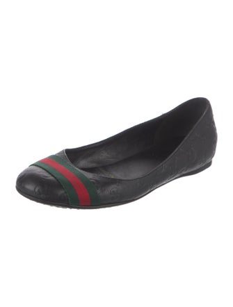 Gucci Web Accent Leather Flats