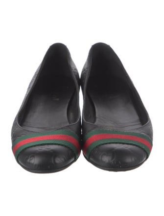 Gucci Web Accent Leather Flats