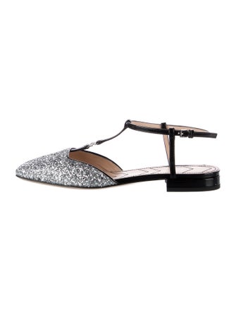 Gucci Running GG Logo Glitter Slingback Flats