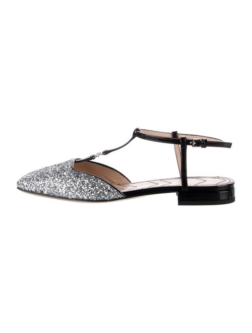 Gucci Running GG Logo Glitter Slingback Flats