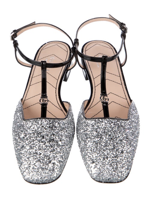 Gucci Running GG Logo Glitter Slingback Flats
