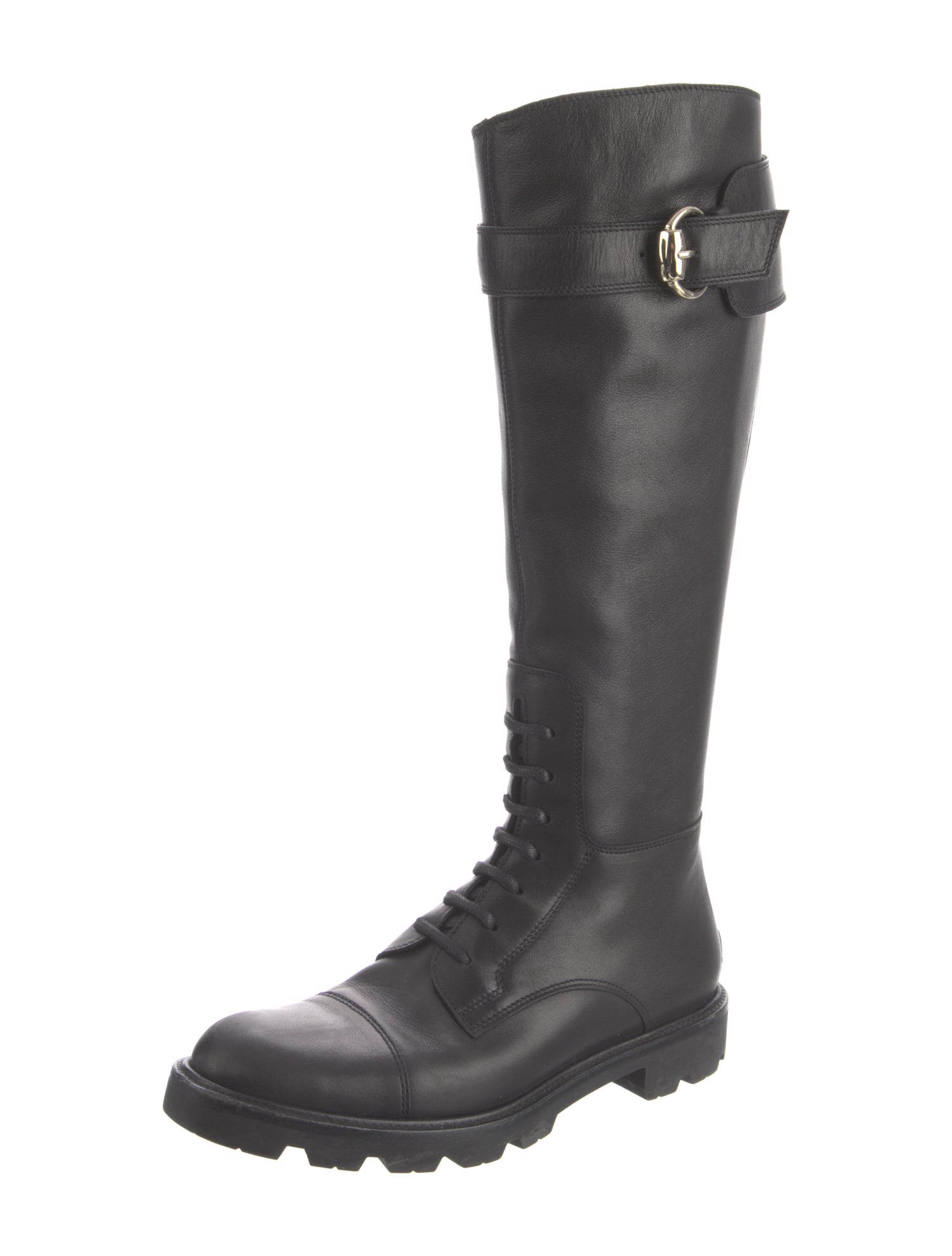 Gucci Horsebit Accent Leather Combat Boots