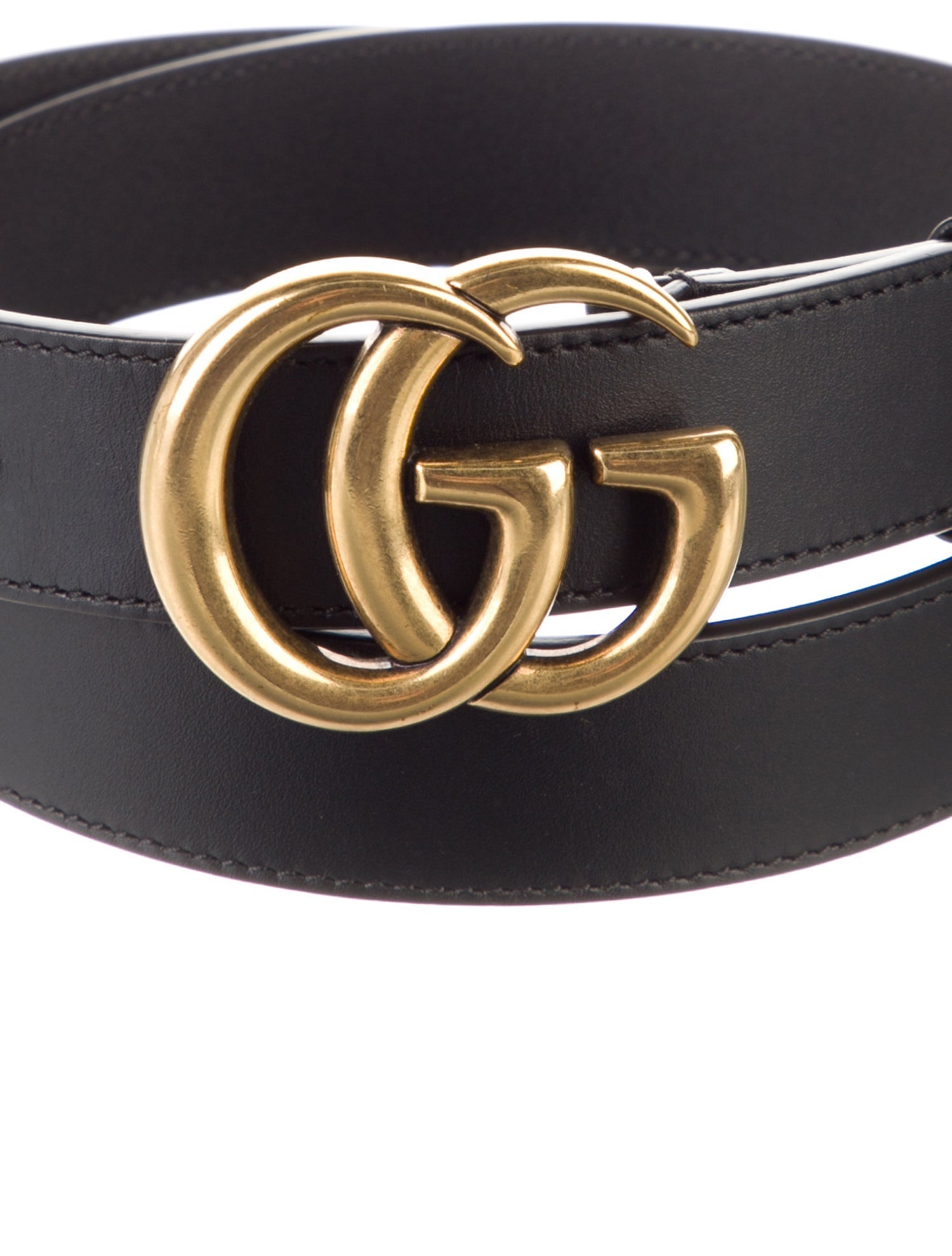 Gucci Double G Logo Leather Belt