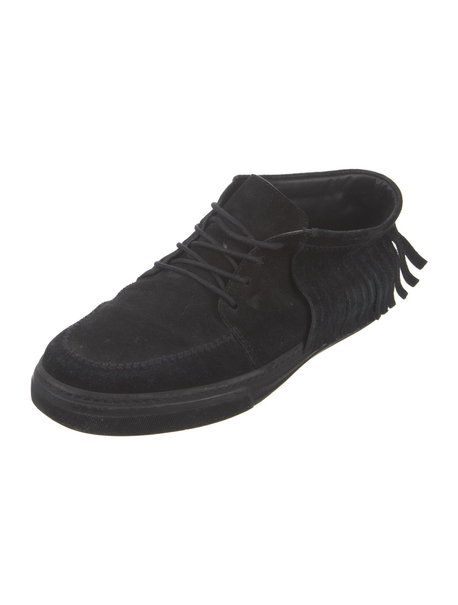 Gucci Suede Fringe Trim Accent Sneakers