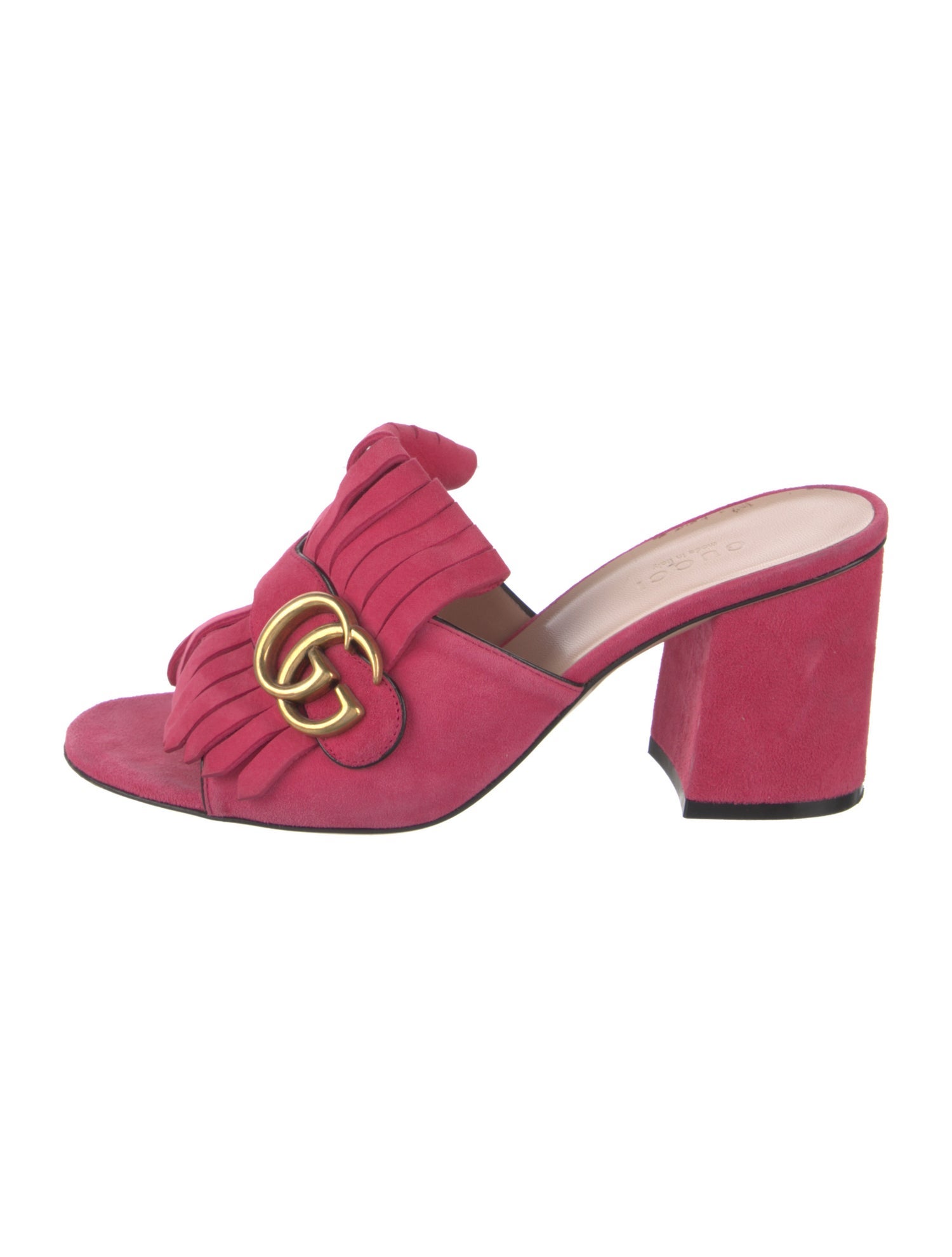 Gucci Double G Logo Suede Slides