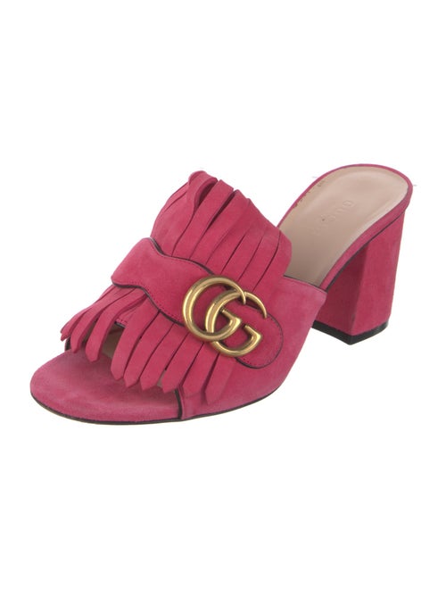Gucci Double G Logo Suede Slides