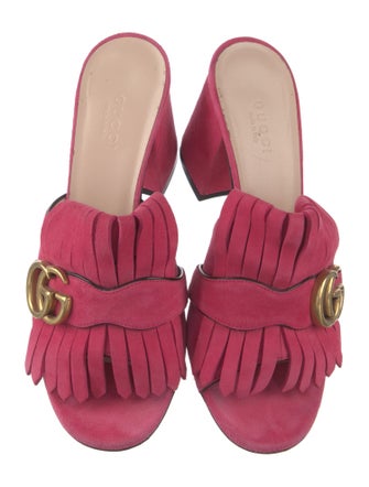 Gucci Double G Logo Suede Slides