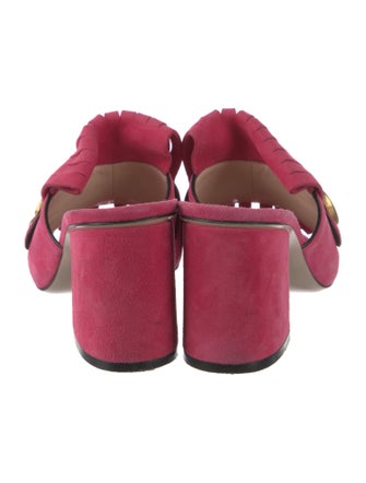 Gucci Double G Logo Suede Slides