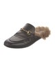 Gucci Leather Fur Trim Mules