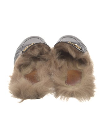 Gucci Leather Fur Trim Mules