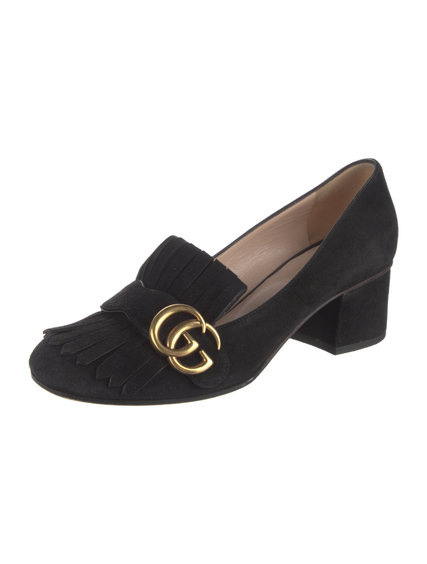 Gucci Double G Logo Suede Pumps