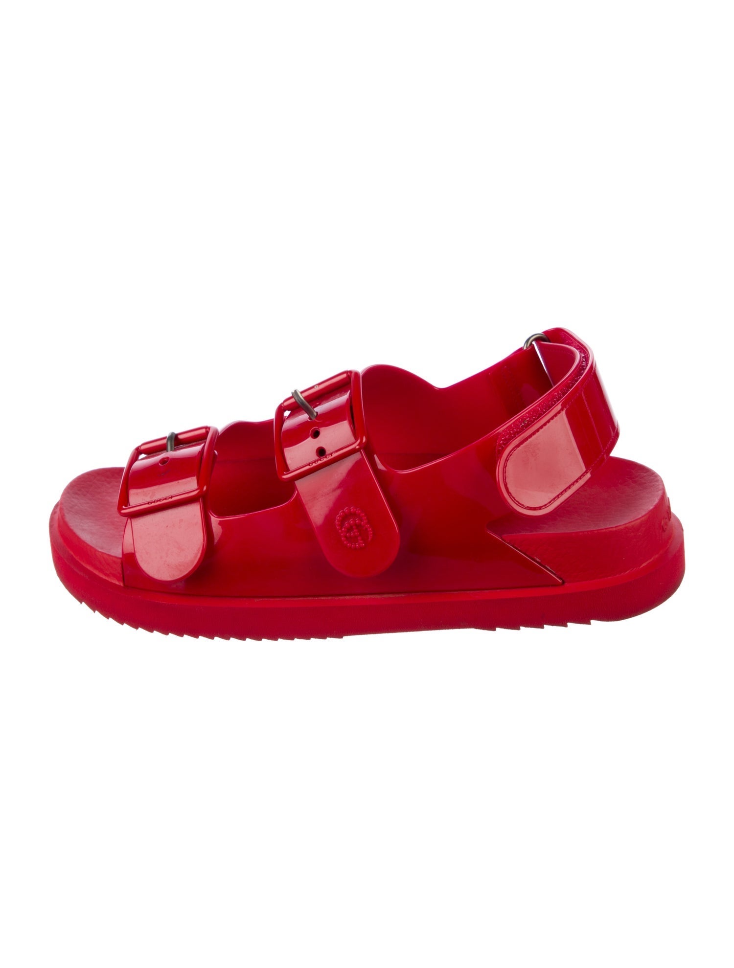 Gucci Double G Logo Rubber Slingback Sandals