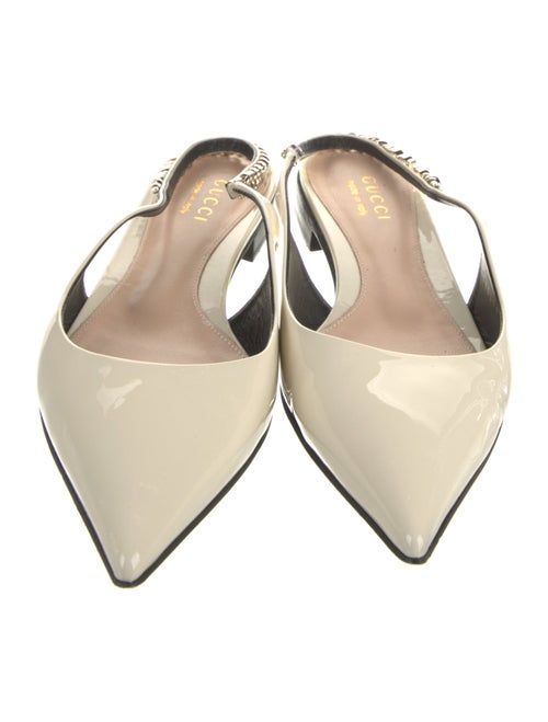 Gucci Patent Leather Chain-Link Accents Slingback Flats