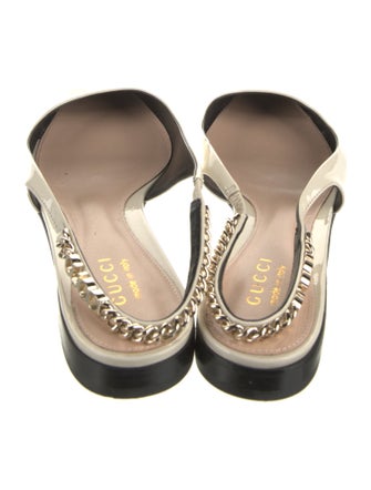 Gucci Patent Leather Chain-Link Accents Slingback Flats