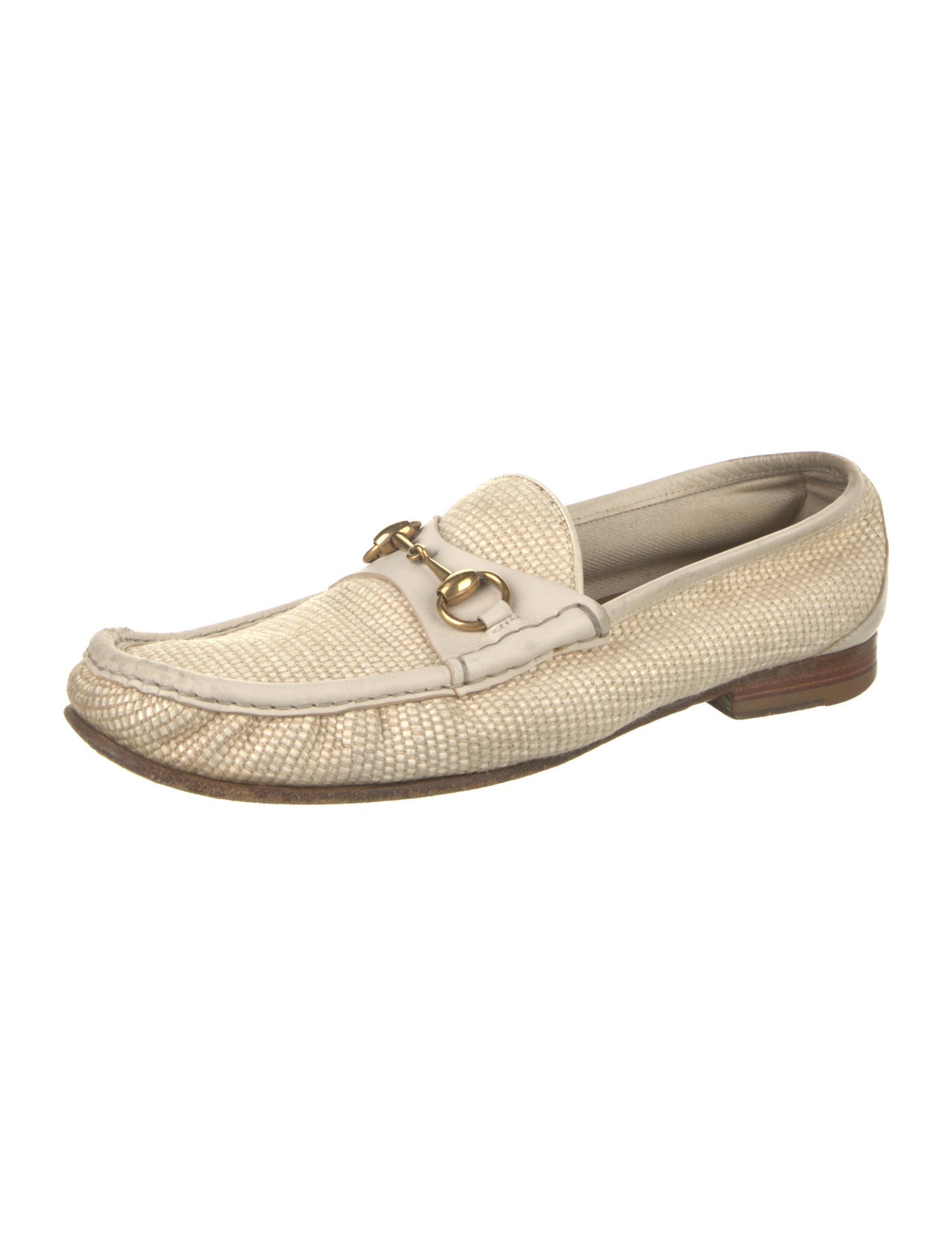 Gucci Horsebit Accent Raffia Dress Loafers