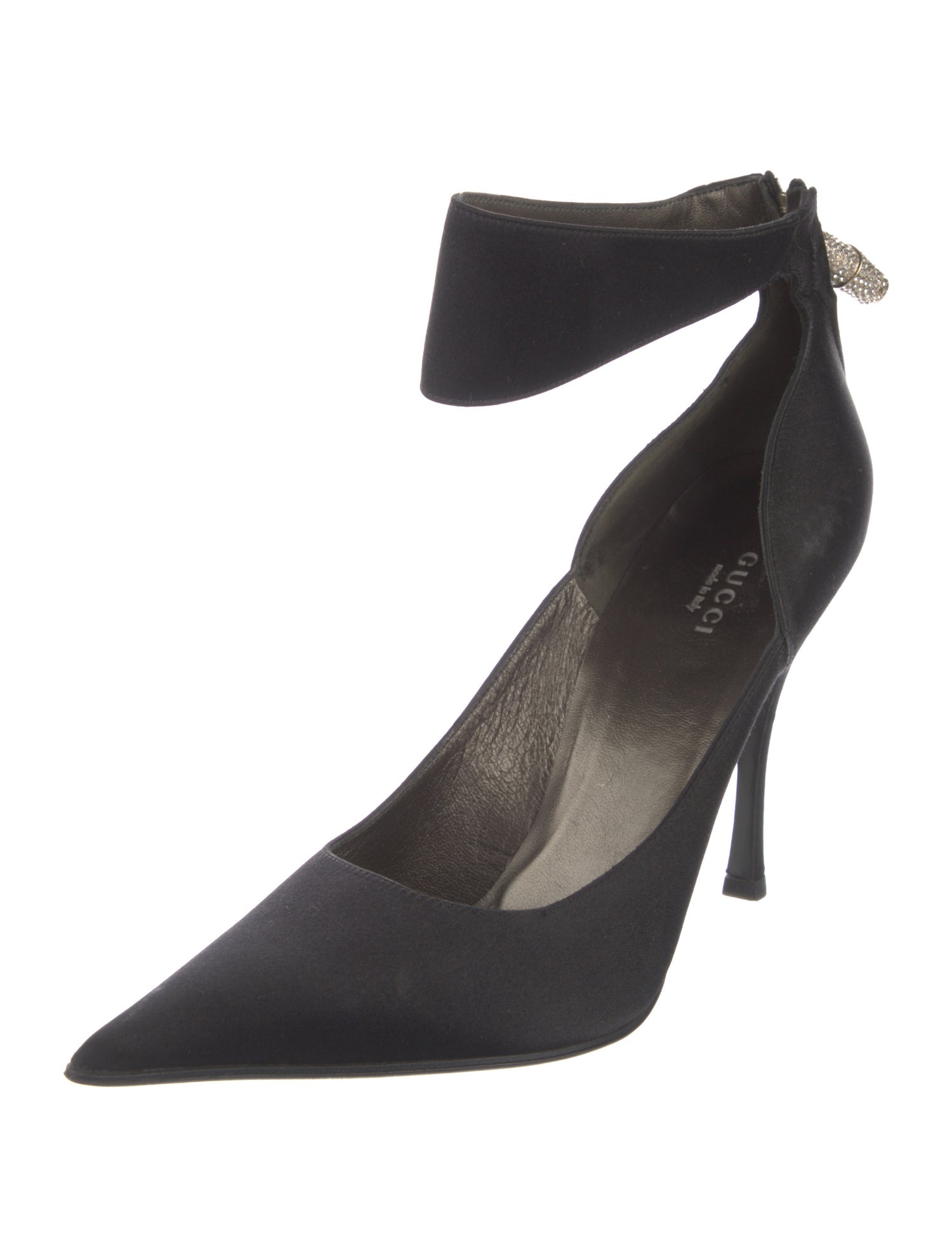 Gucci Bamboo Accent Satin D'Orsay Pumps
