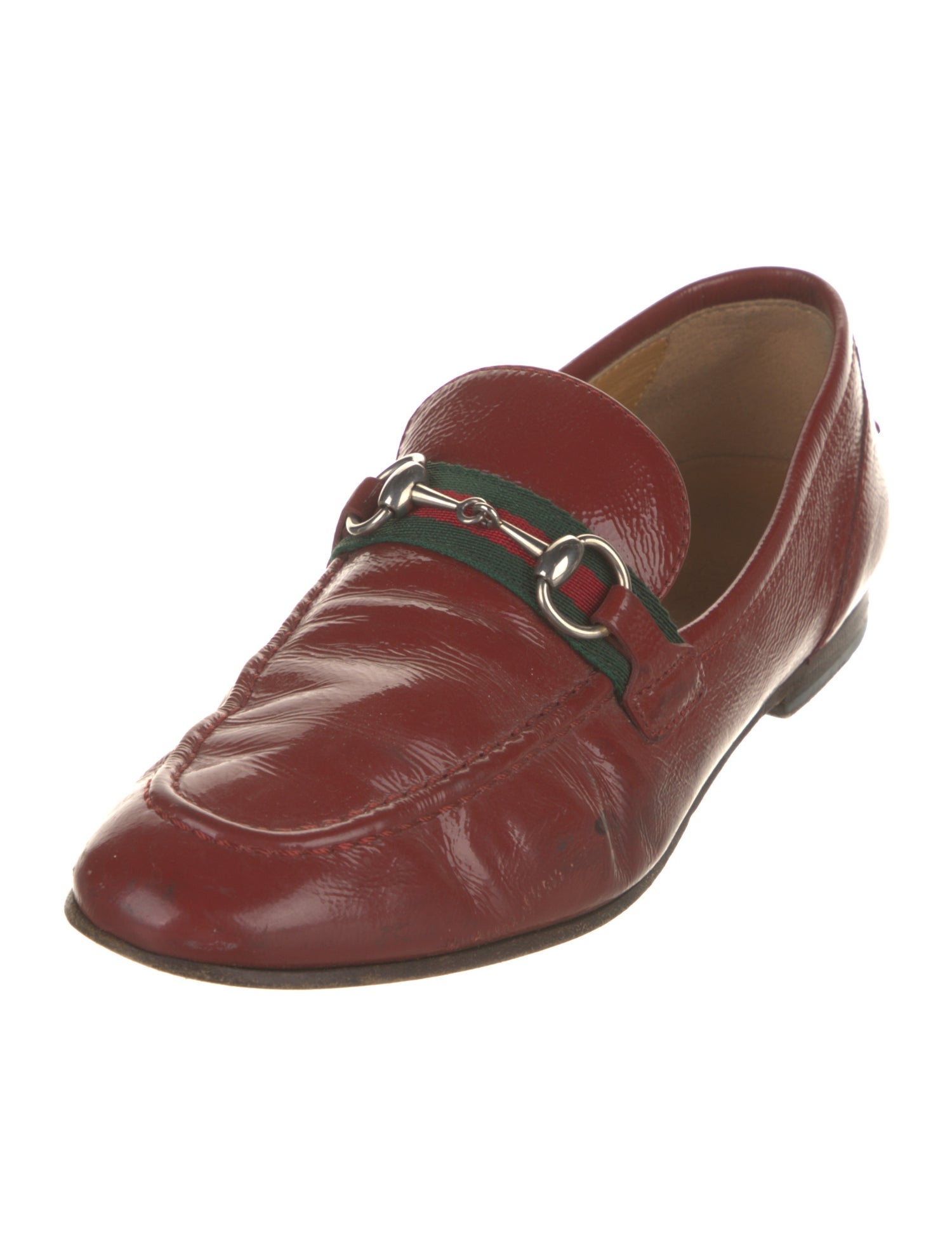Gucci Web Accent Patent Leather Loafers