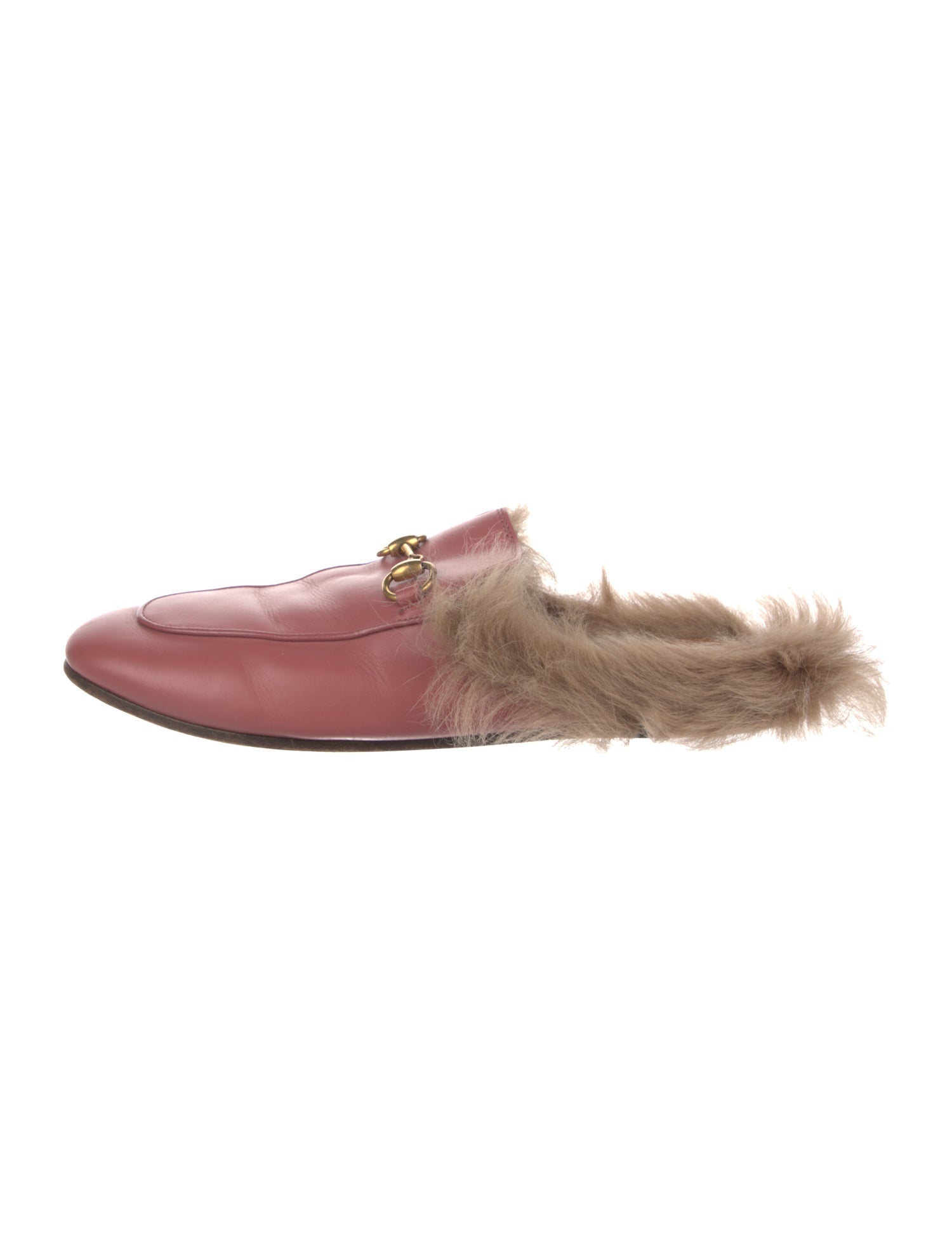 Gucci Leather Fur Trim Mules