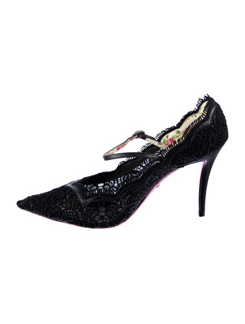 Gucci Lace Lace Pattern T-Strap Pumps