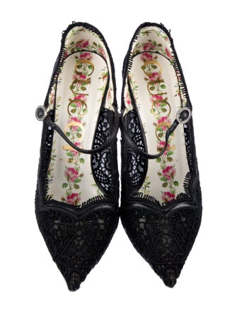 Gucci Lace Lace Pattern T-Strap Pumps