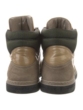 Gucci Interlocking G Logo Patent Leather Lace-Up Boots