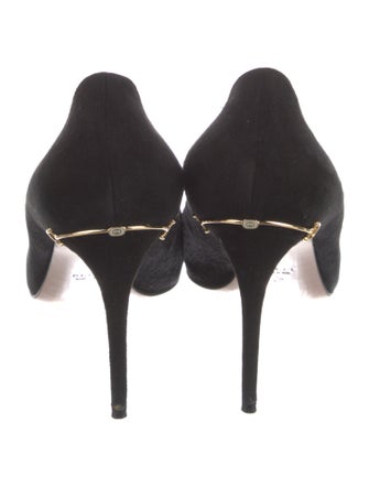 Gucci Horsebit Accent Suede Pumps