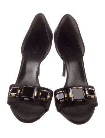 Gucci GG Canvas Satin D'Orsay Pumps