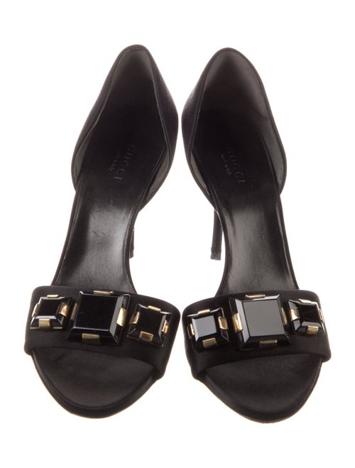 Gucci GG Canvas Satin D'Orsay Pumps