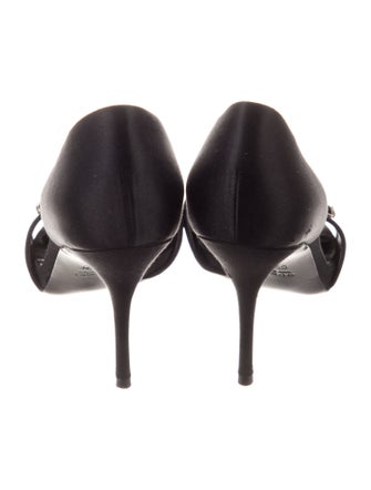 Gucci GG Canvas Satin D'Orsay Pumps