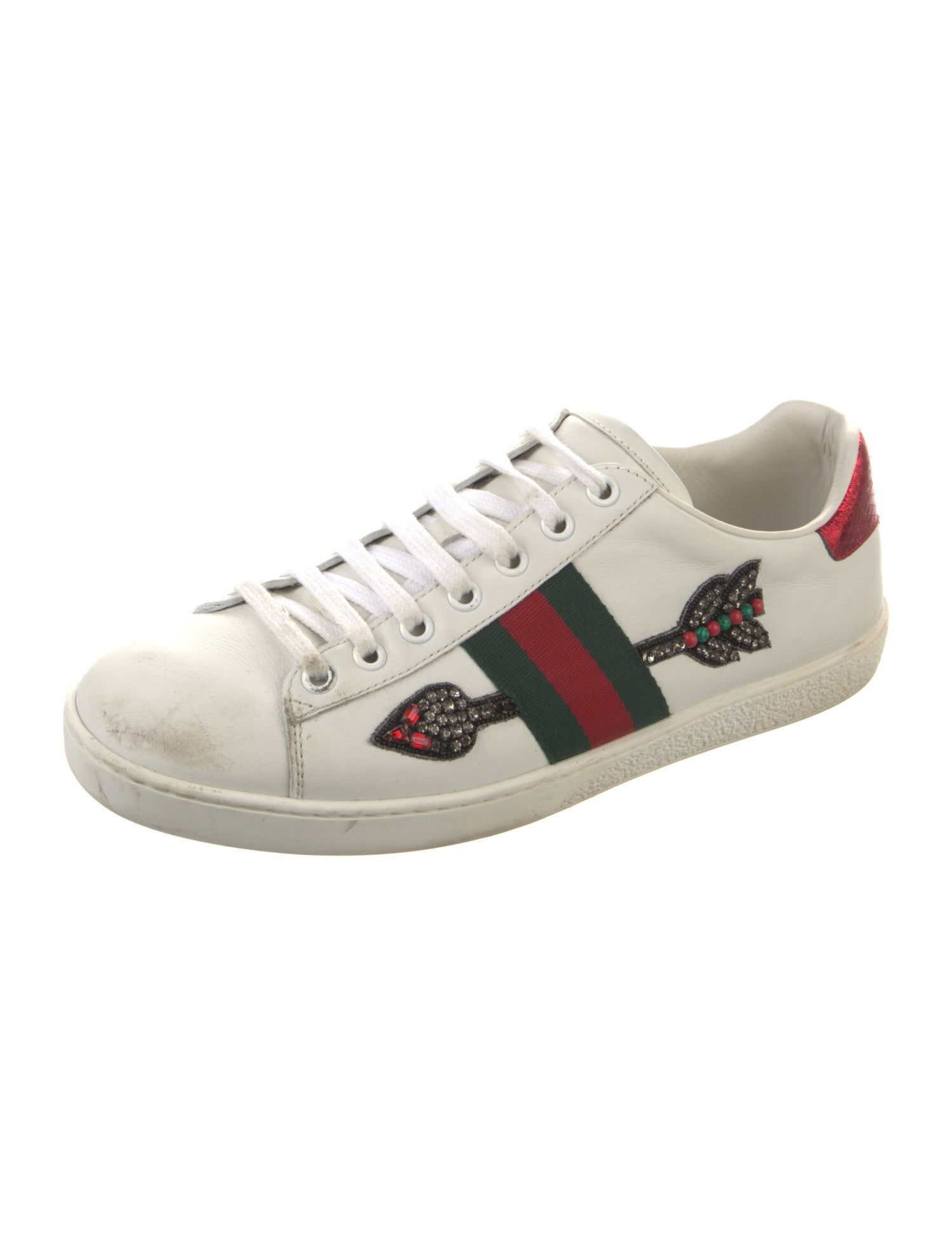 Gucci Web Accent Leather Sneakers