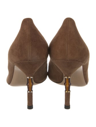 Gucci Bamboo Accent Suede Slingback Sandals