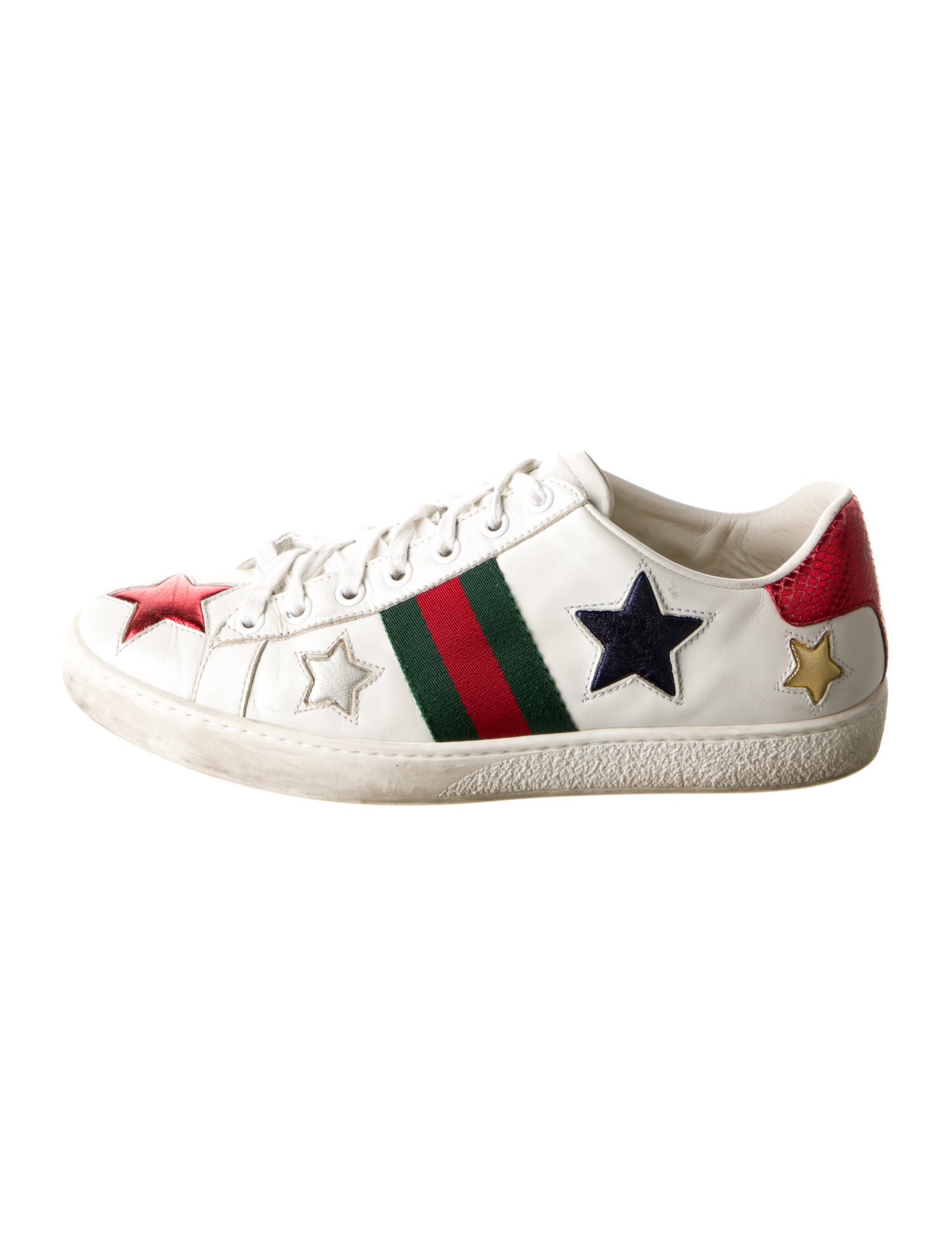 Gucci Web Accent Leather Sneakers