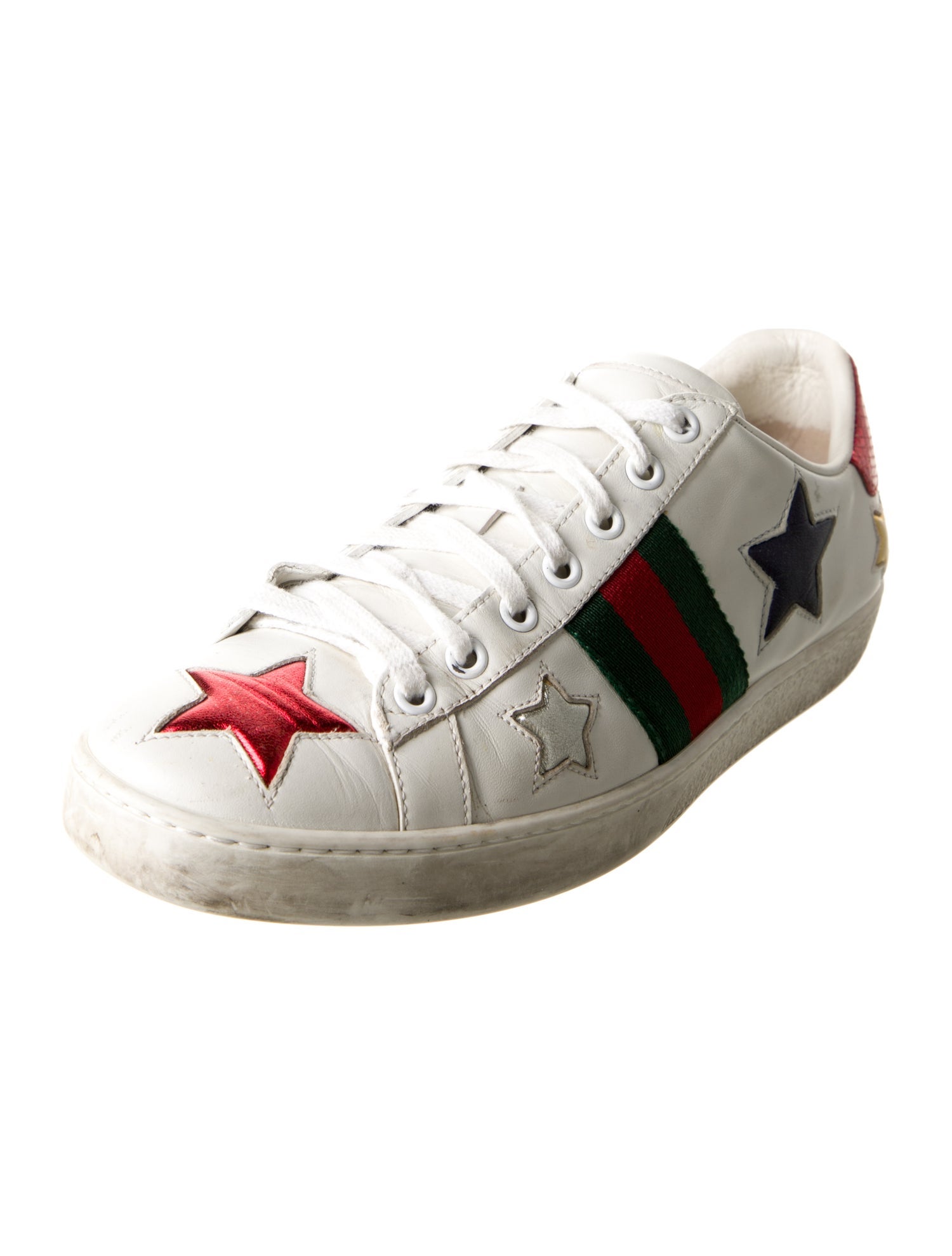 Gucci Web Accent Leather Sneakers