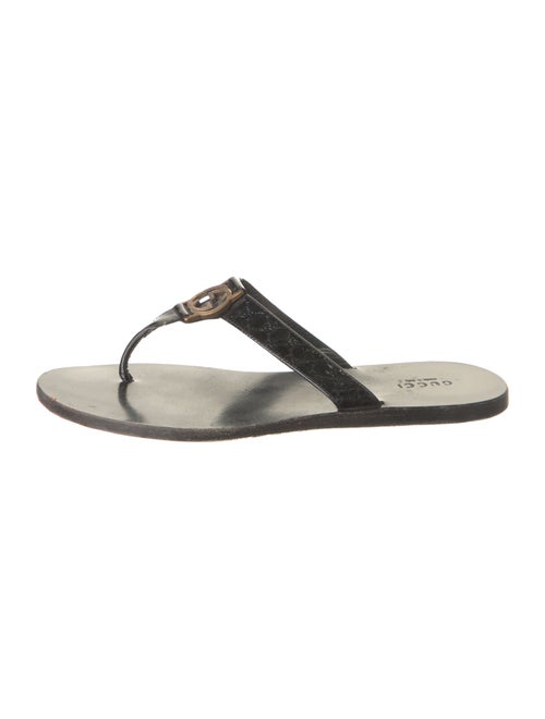 Gucci Interlocking G Logo Leather Flip Flops