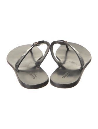 Gucci Interlocking G Logo Leather Flip Flops