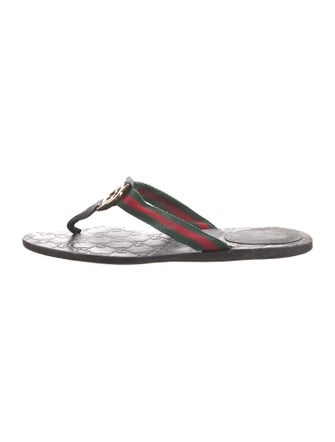 Gucci Web Accent Leather Slides