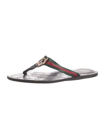 Gucci Web Accent Leather Slides