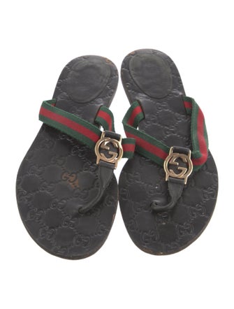 Gucci Web Accent Leather Slides