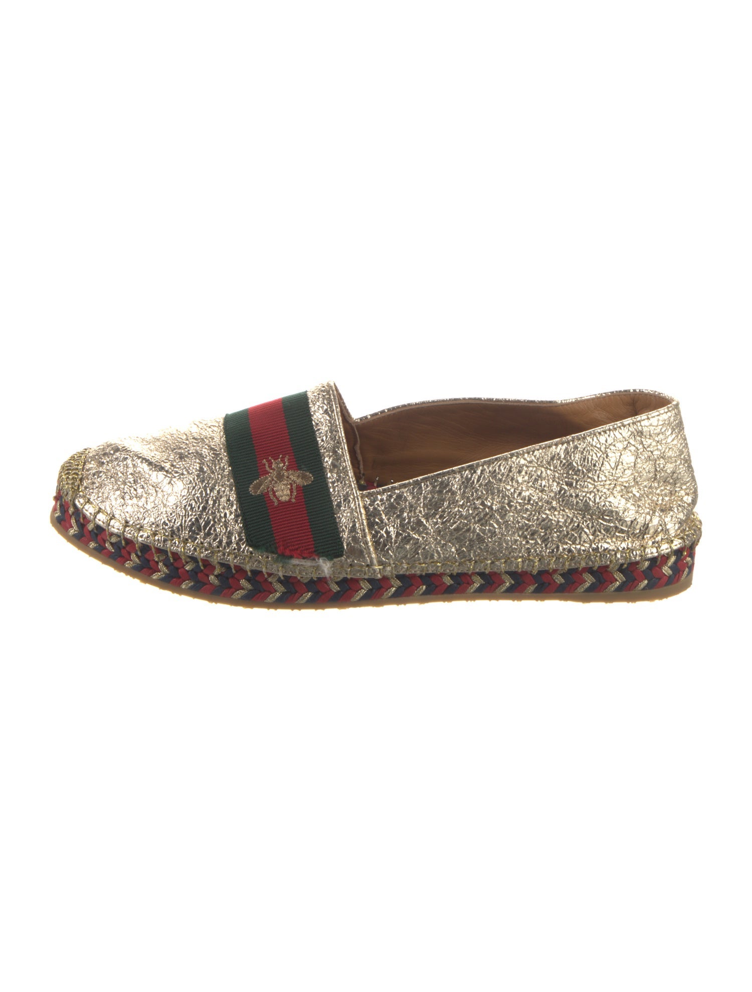 Gucci Web Accent Leather Espadrilles