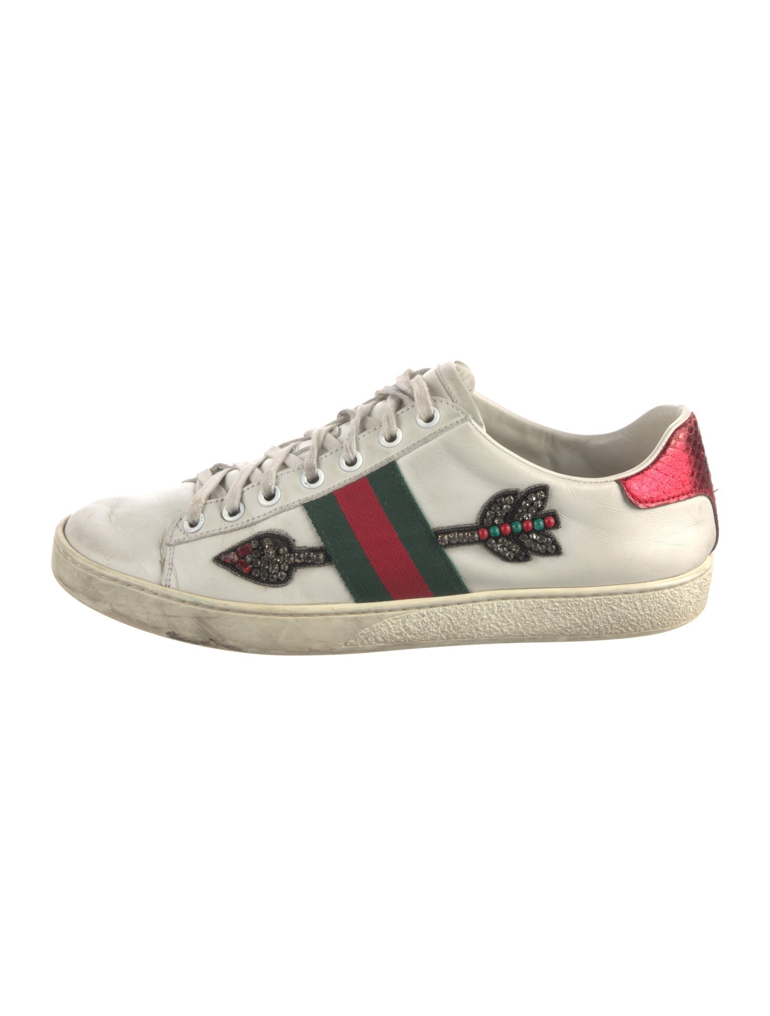 Gucci Web Accent Leather Sneakers