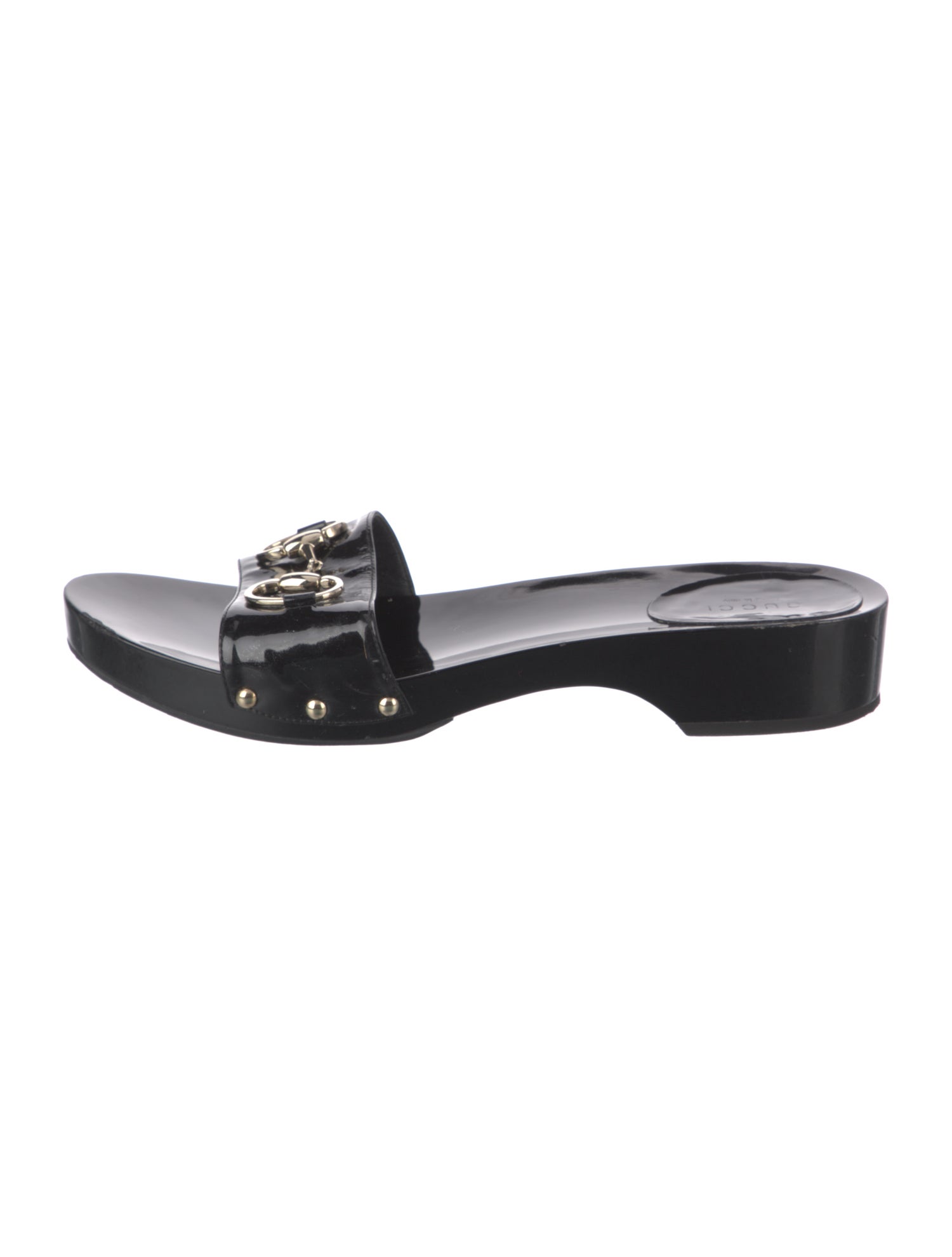Gucci Horsebit Accent Patent Leather Slides