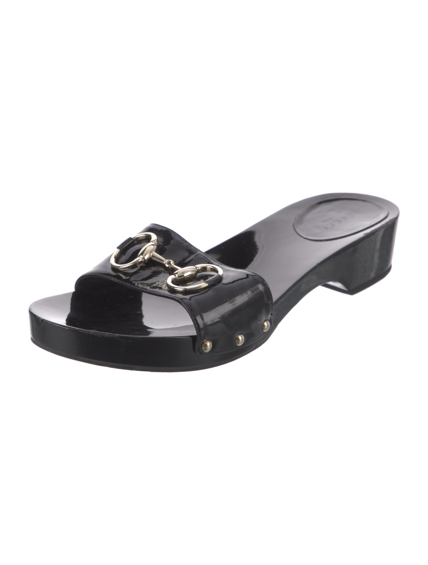 Gucci Horsebit Accent Patent Leather Slides